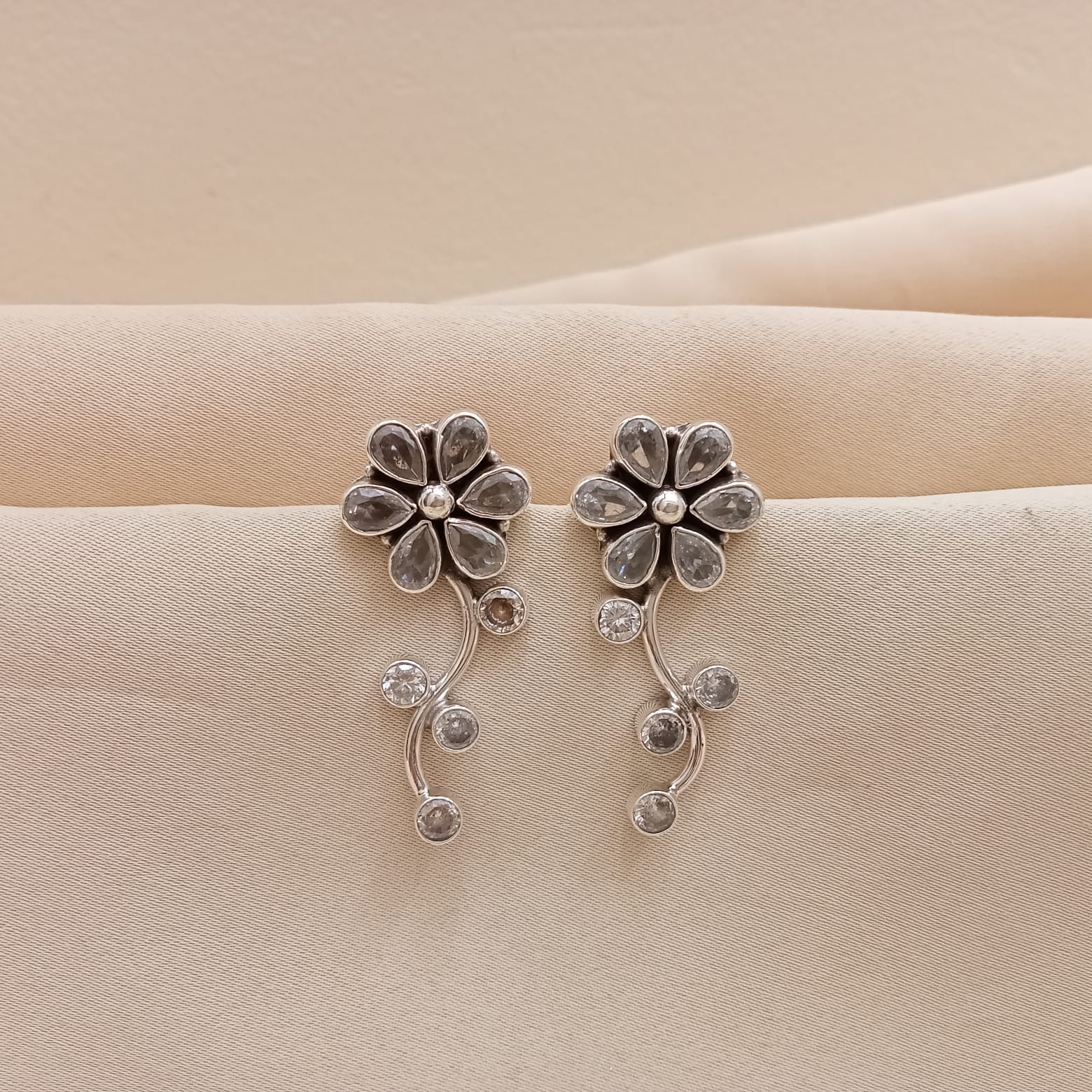 Floral Cubic Zircon Earrings-2